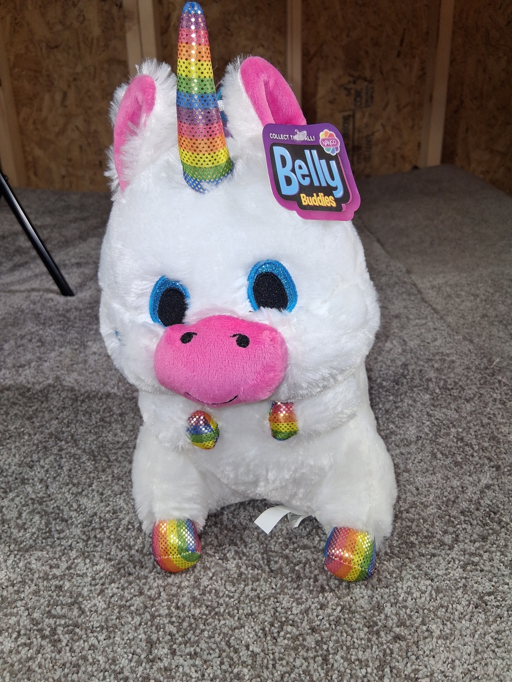 Belly Bubbles White & Rainbow Unicorn Plush Toy - Soft Kids Toy